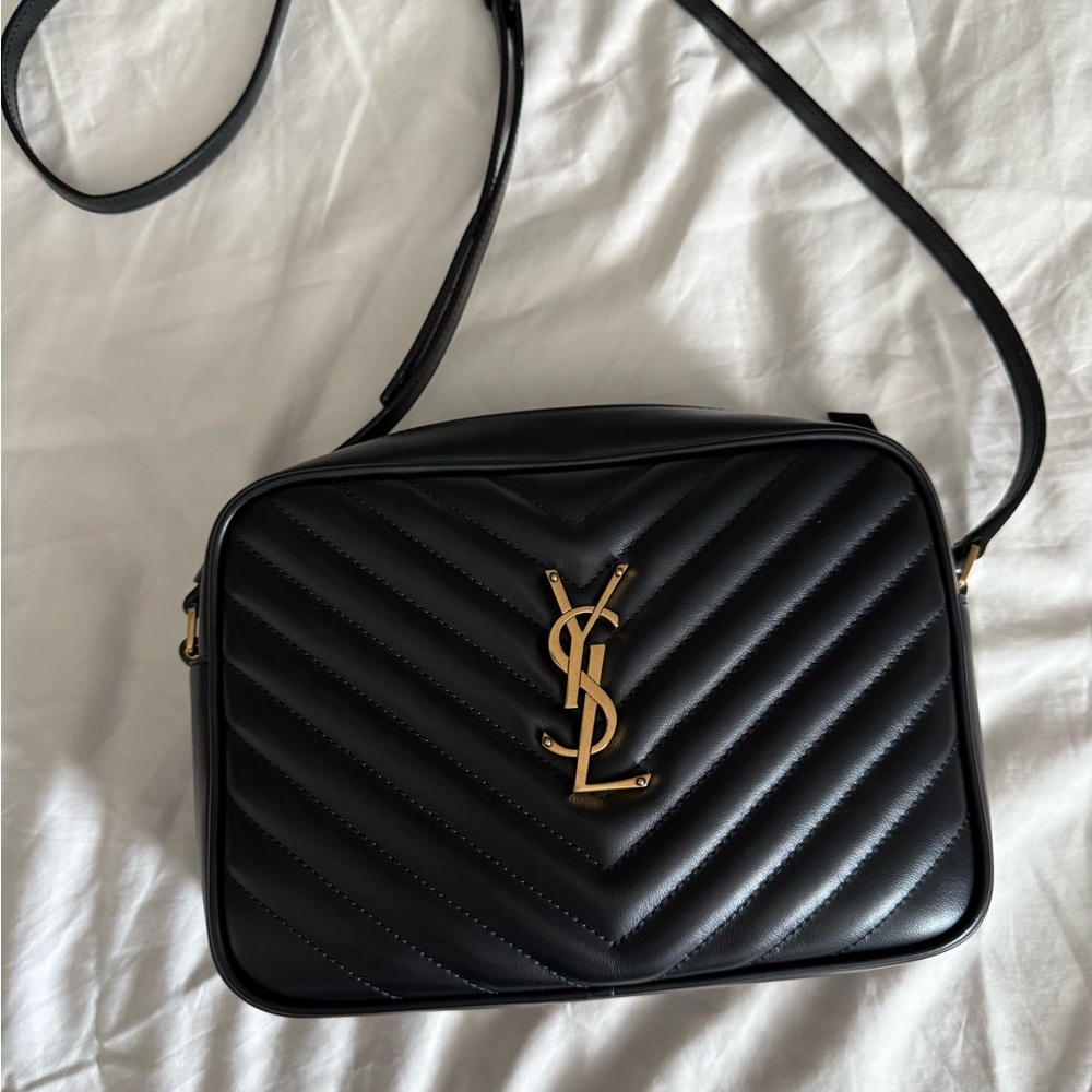 Yves Saint Laurent Black and Gold Quilted Crossbody Bag